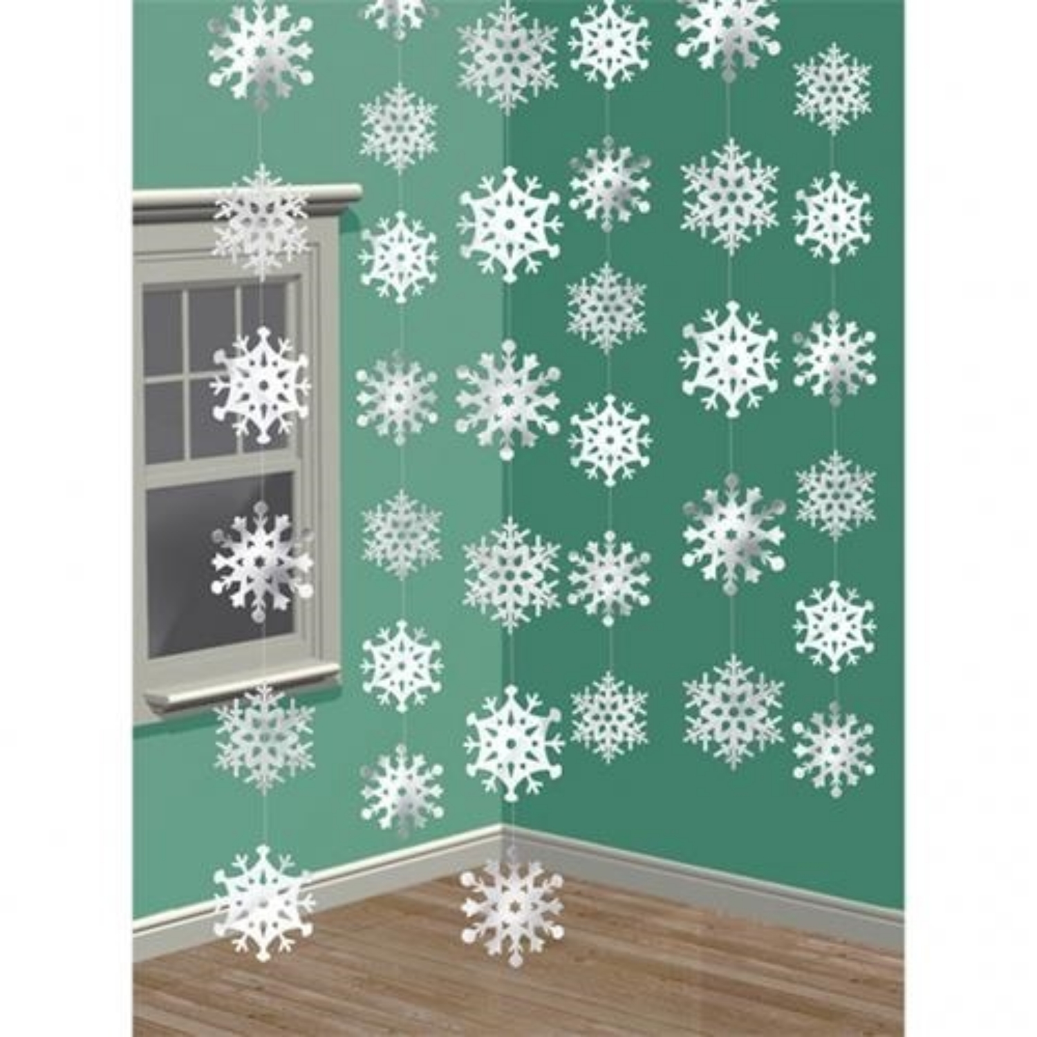 Závěsná dekorace stříbrné vločky 6 ks