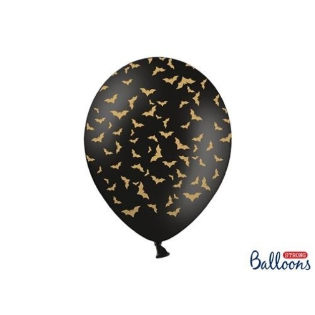 Obrázek z Latexový balonek Halloween černý s netopýry 30 cm 