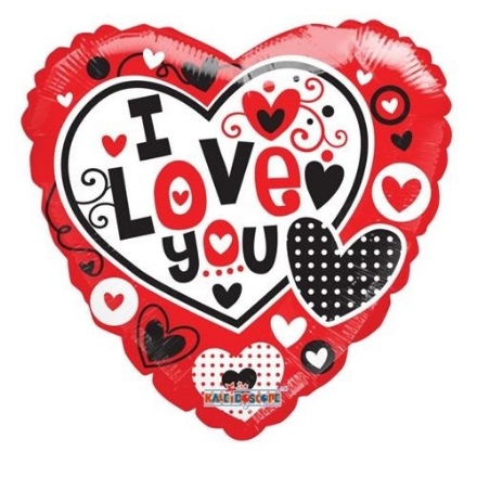 Picture of Foliový balonek srdce - barevná srdíčka - I love you 46 cm