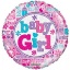 Fóliový holografický balonek s nápisem Baby Girl, průměr 46 cm