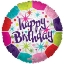 Fóliový balonek s barevným designem a nápisem Happy Birthday, průměr 46 cm