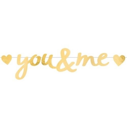 Party nápis You and Me se zlatými srdíčky z kolekce Everyday Love – 92 cm