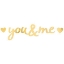 Party nápis You and Me se zlatými srdíčky z kolekce Everyday Love – 92 cm