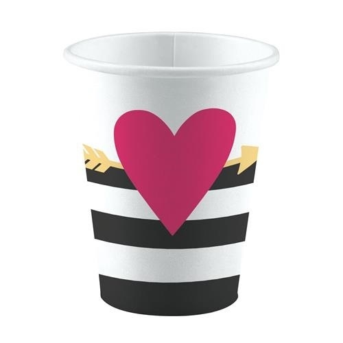 Levně Papírové kelímky srdce se šípem Everyday Love 8 ks