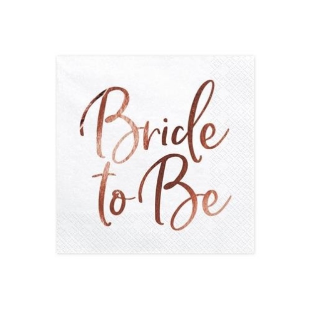 Obrázek z Papírové party ubrousky bílé Bride to Be Rosegold - 20 ks 