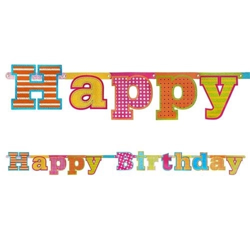 Levně Party nápis holografický Happy Birthday 166 cm