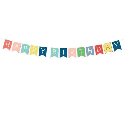 Levně Party nápis vlaječky barevný mix Happy Birthday 175 cm