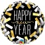 Fóliový balonek Happy New Year s motivem zlatých a stříbrných konfet, průměr 46 cm