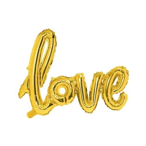 Levně Foliový balonek nápis Love ve zlaté barvě