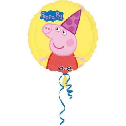 Fóliový balonek Prasátko Peppa žlutý, 43 cm