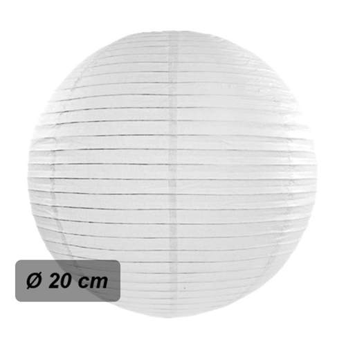 Levně Kulatý papírový lampion bílý – 20 cm
