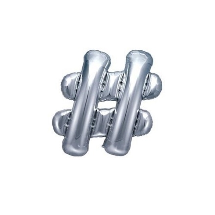 Picture of Foliový symbol Hashtag stříbrný 35 cm