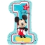 Modrý fóliový balonek Mickey Mouse 1st Birthday 48 × 71 cm