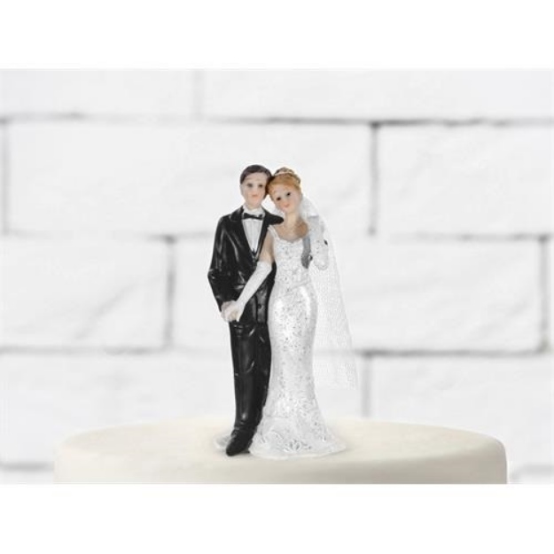 Obrázek z Svatební figurky na dort - držící se za ruku 11 cm 