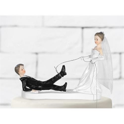 Levně Svatební figurky na dort - uvázán za nohu 13 cm