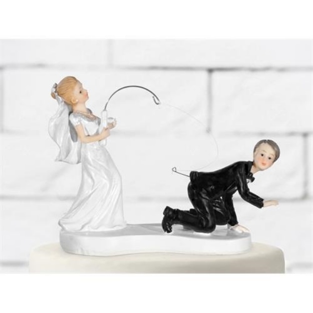 Obrázek z Svatební figurky na dort - ženich na háčku 11 cm 