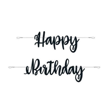 Obrázok z Party nápis čierny Happy Birthday, 213 cm