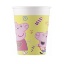 Papírový kelímek Prasátko Peppa na žlutém podkladu, objem 200 ml, balení 8 ks.