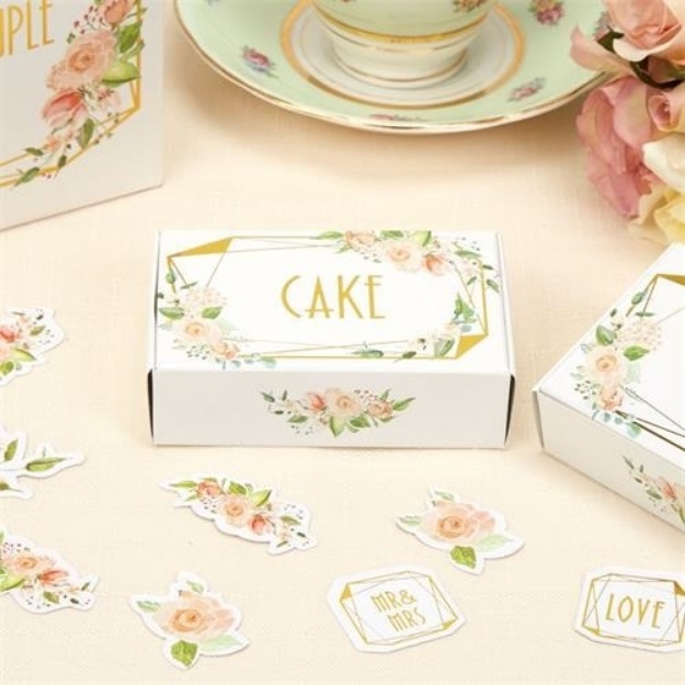 Obrázek z Dárkové svatební krabičky bílé s růží Cake - 10 ks 