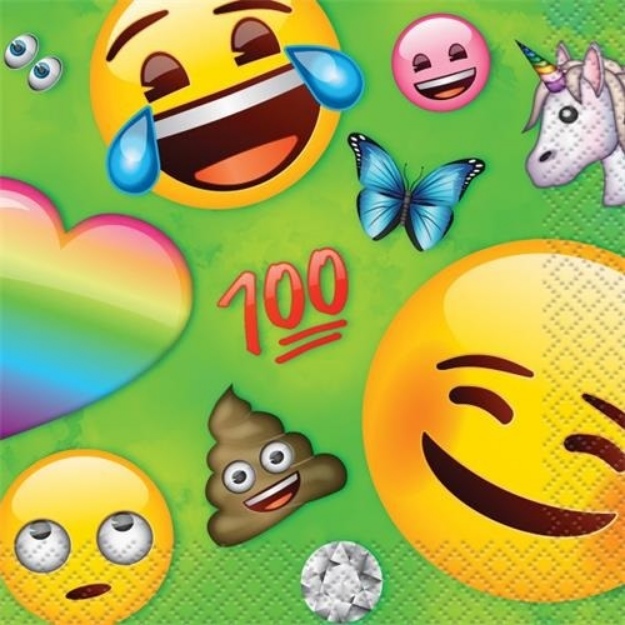 Obrázek z Papírové party ubrousky Emoji malé 16 ks 