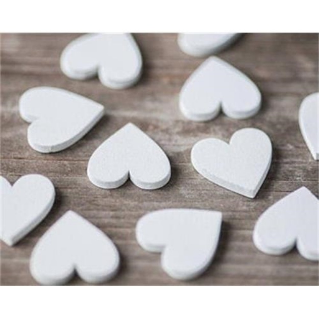Obrázek z Dřevěné konfety srdce bílé 12 ks 