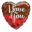 Obrázek Foliový balonek srdce - čokoládové - I love you 45 cm