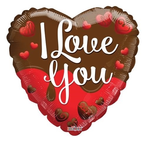 Levně Foliový balonek srdce - čokoládové - I love you 45 cm