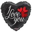 Picture of Foliový balonek srdce - černé - I love you 46 cm