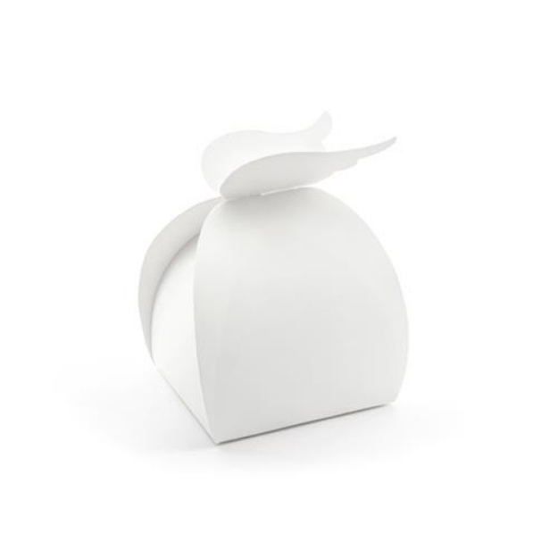 Obrázek z Krabička na výslužku kulatá bílá s křídly - 10 ks 