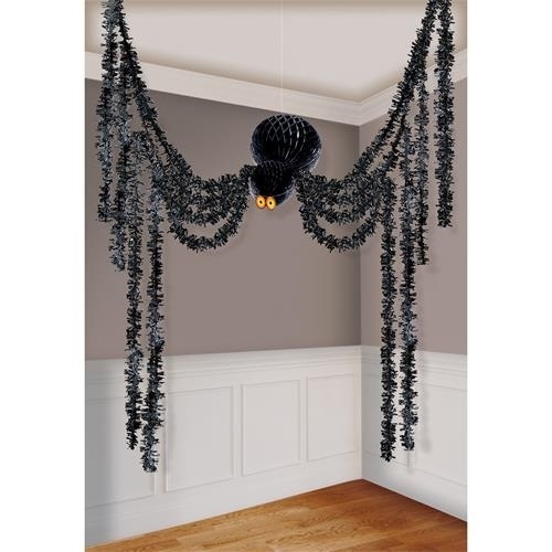 Levně Halloweenská závěsná dekorace pavouk 360 cm