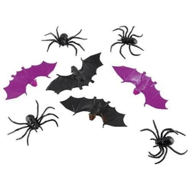 Obrázek z Halloweenská dekorace gumový pavouci 8 ks 