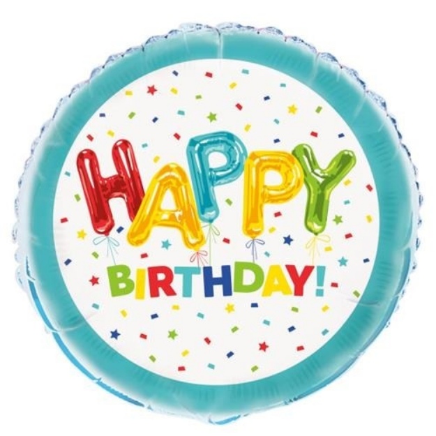 Obrázok z Fóliový balónik konfetové Happy Birthday 45 cm 