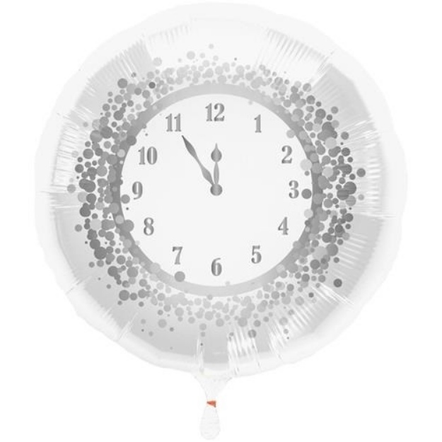 Obrázok z Fóliový balónik strieborný - hodiny 45 cm 