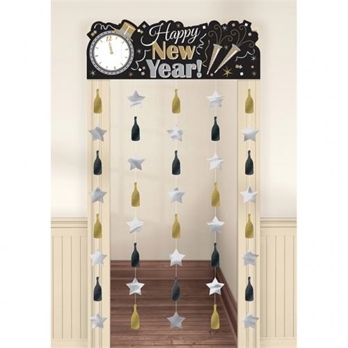 Levně Závěs do dveří silvestrovský Happy New Year 99 x 195 cm