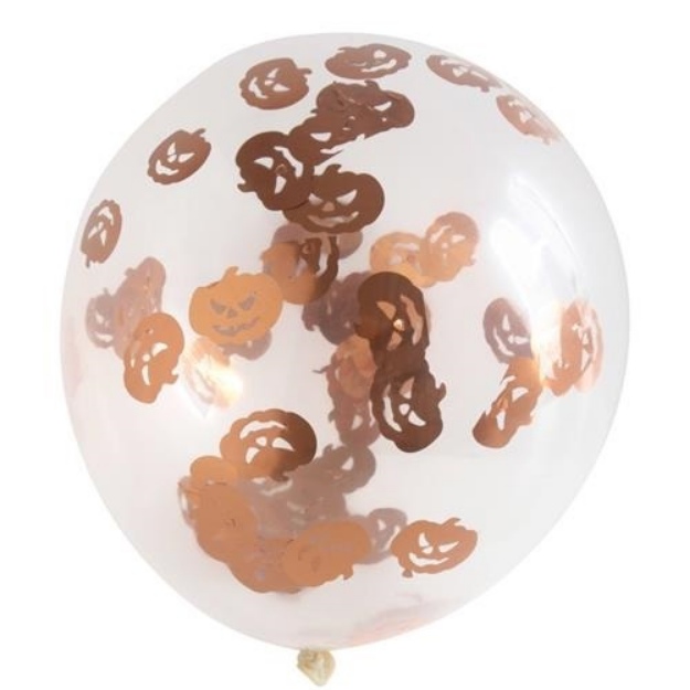Obrázek z Latexové balonky Halloween průhledné s konfetami dýně 4 ks 
