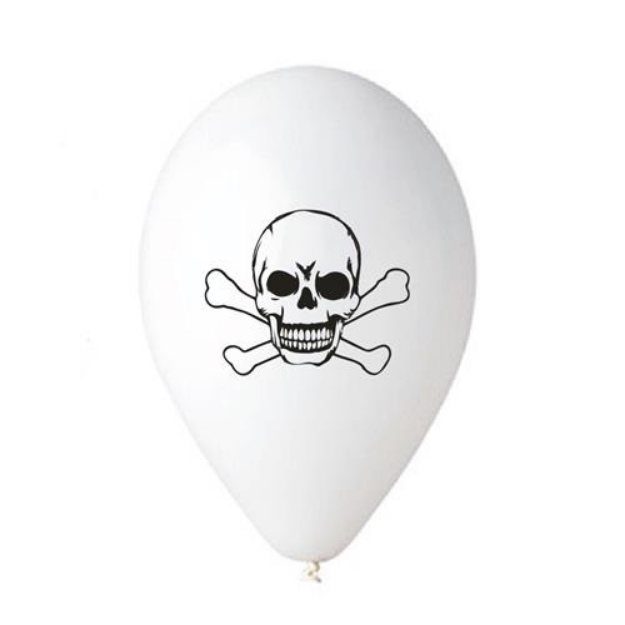 Obrázok z Latexový balónik pirátska lebka - biely 30 cm 
