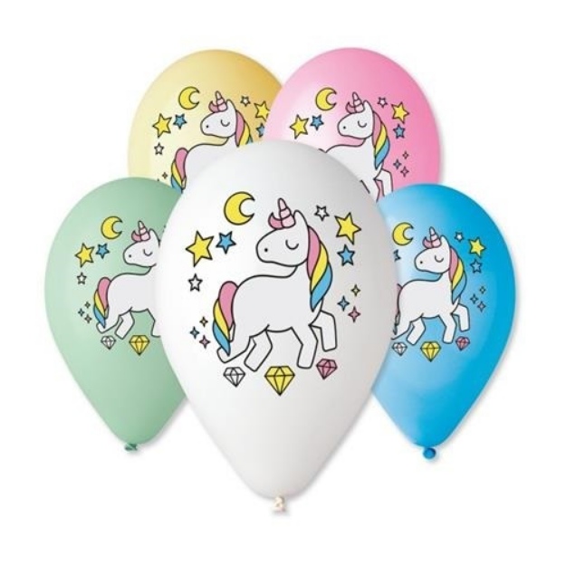 Obrázek z Latexový balonek Jednorožec - barevný potisk 30 cm 
