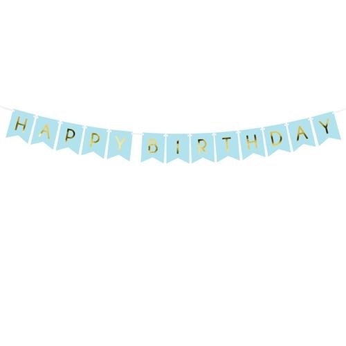 Levně Party nápis Happy Birthday vlaječky modré 175 cm