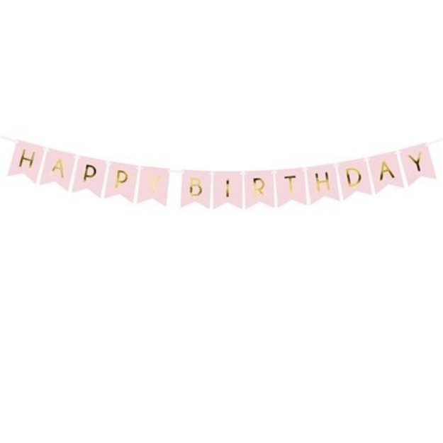 Obrázek z Party nápis Happy Birthday vlaječky růžové 175 cm 