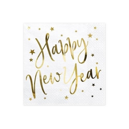 Obrázek Papírové ubrousky Happy New Year metalické