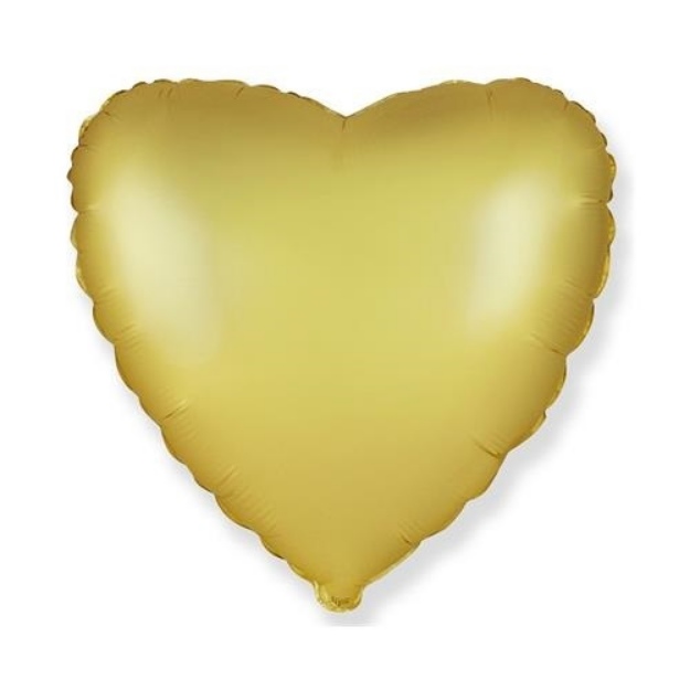 Obrázek z Foliový balonek saténové srdce zlaté 46 cm - Nebalený 