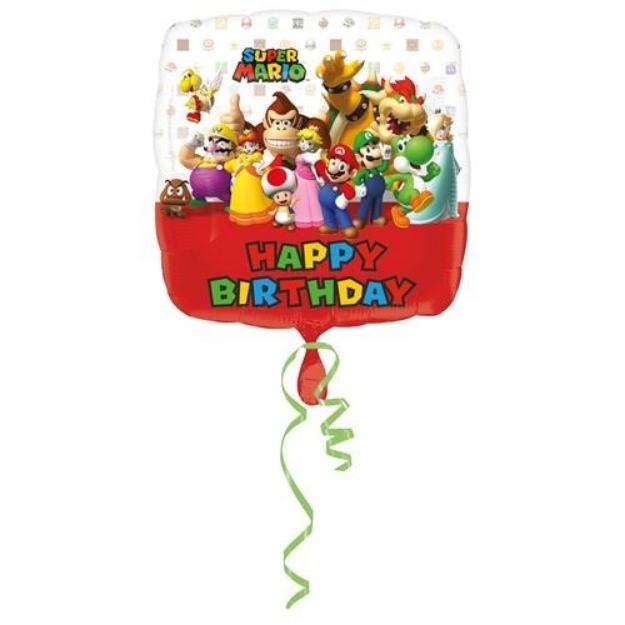 Obrázek z Foliový balonek Super Mario Happy Birthday 43 cm 