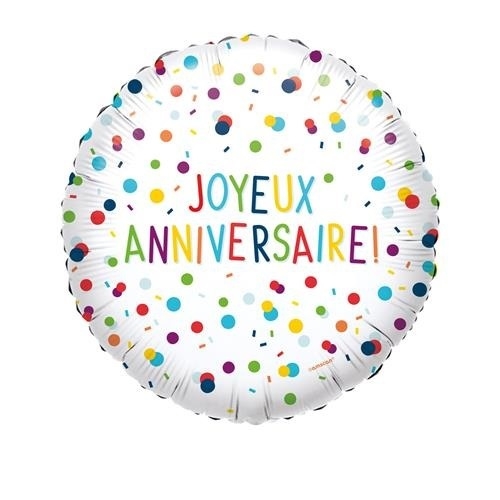 Levně Foliový balonek Rainbow Confetti - francouzký nápis 43 cm