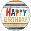 Obrázok z Fóliový balónik s pruhmi - Happy Birthday 43 cm 