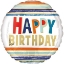 Obrázok z Fóliový balónik s pruhmi - Happy Birthday 43 cm 