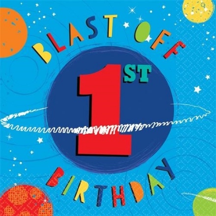 Obrázok z Papierové obrúsky Vesmír - 1st birthday 16 ks
