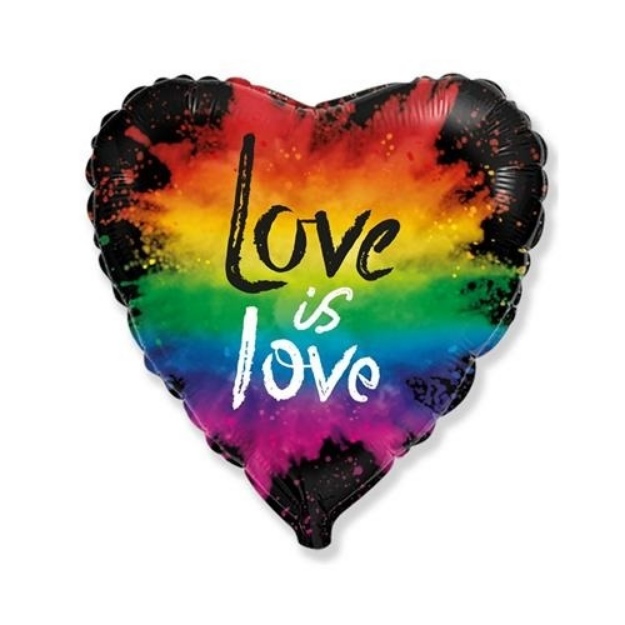 Obrázek z Foliový balonek srdce - Láska je láska - pestrobarevný 45 cm 