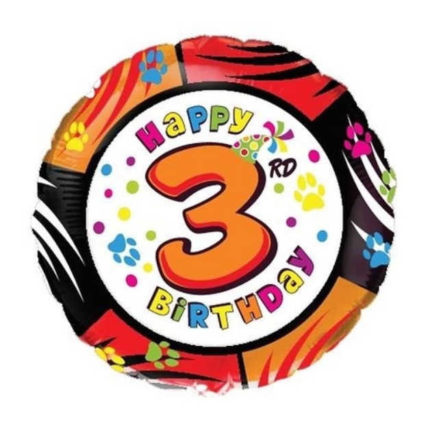 Obrázek z Foliový balonek Happy Birthday číslo 3 - 45 cm 