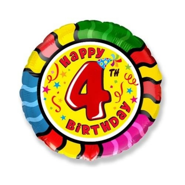 Obrázek z Foliový balonek Happy Birthday číslo 4 - 45 cm 
