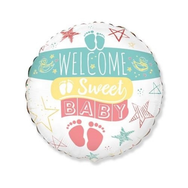 Obrázek z Foliový balonek Welcome  Sweet Baby - 45 cm - Nebalený 